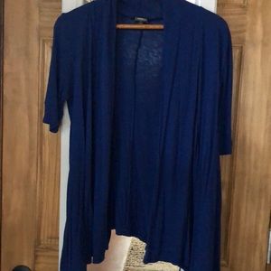 Cobalt blue short-sleeved lightweight cardigan